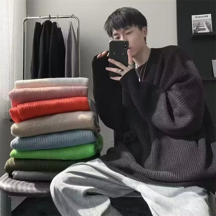Herren Grobstrickpullover mit Rundhalsausschnitt und lässiger Passform Drune