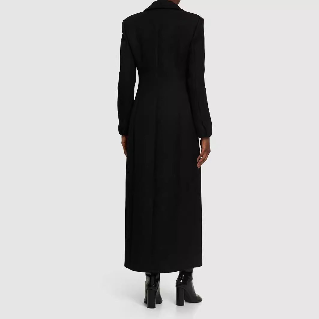Damen Taillierter Longline-Mantel mit Reverskragen und Einreiher-Schnitt Drune