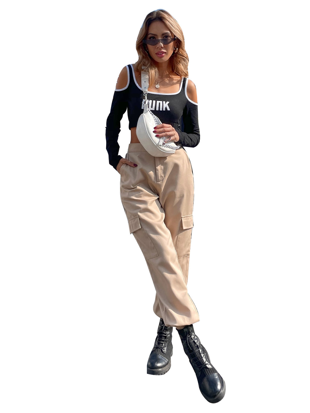 Damen lässige Cargo-Hose mit elastischen Bündchen und praktischen Seitentaschen Drune
