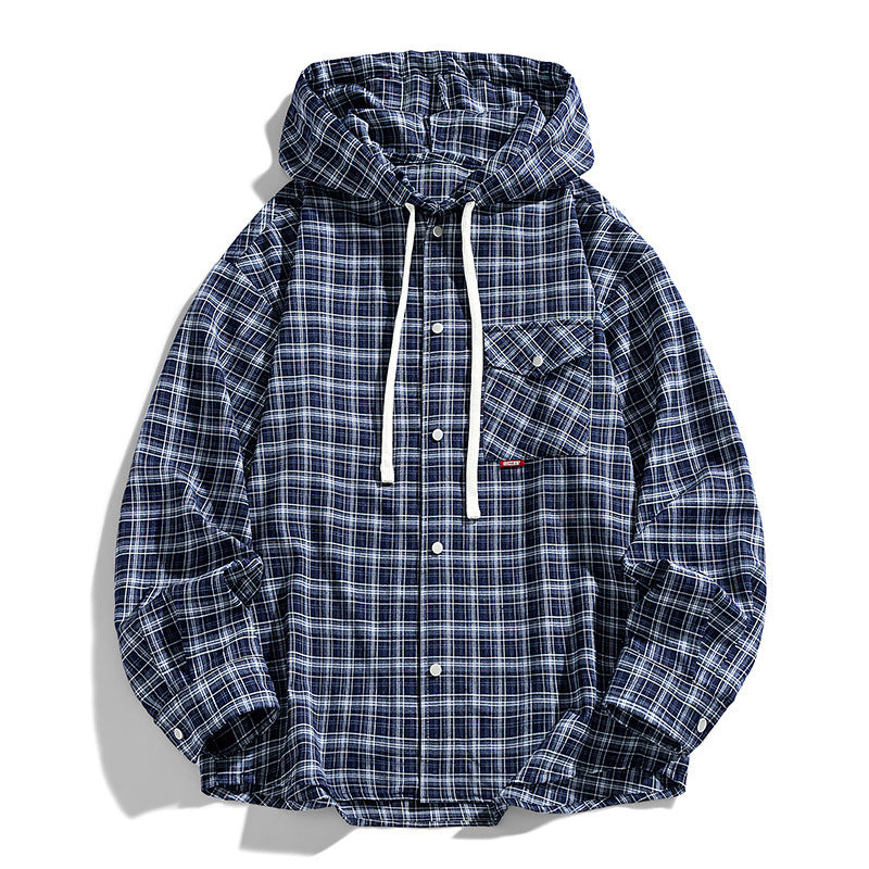Herren Multifunktionale Kapuzenjacke aus Karo-Stoff Drune