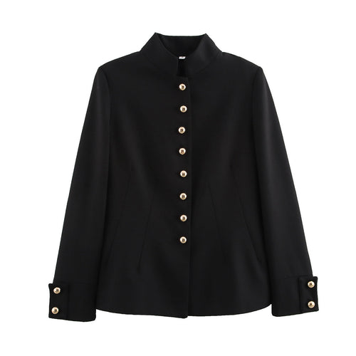 Damen elegante Kurzjacke mit dekorativen Knöpfen Drune
