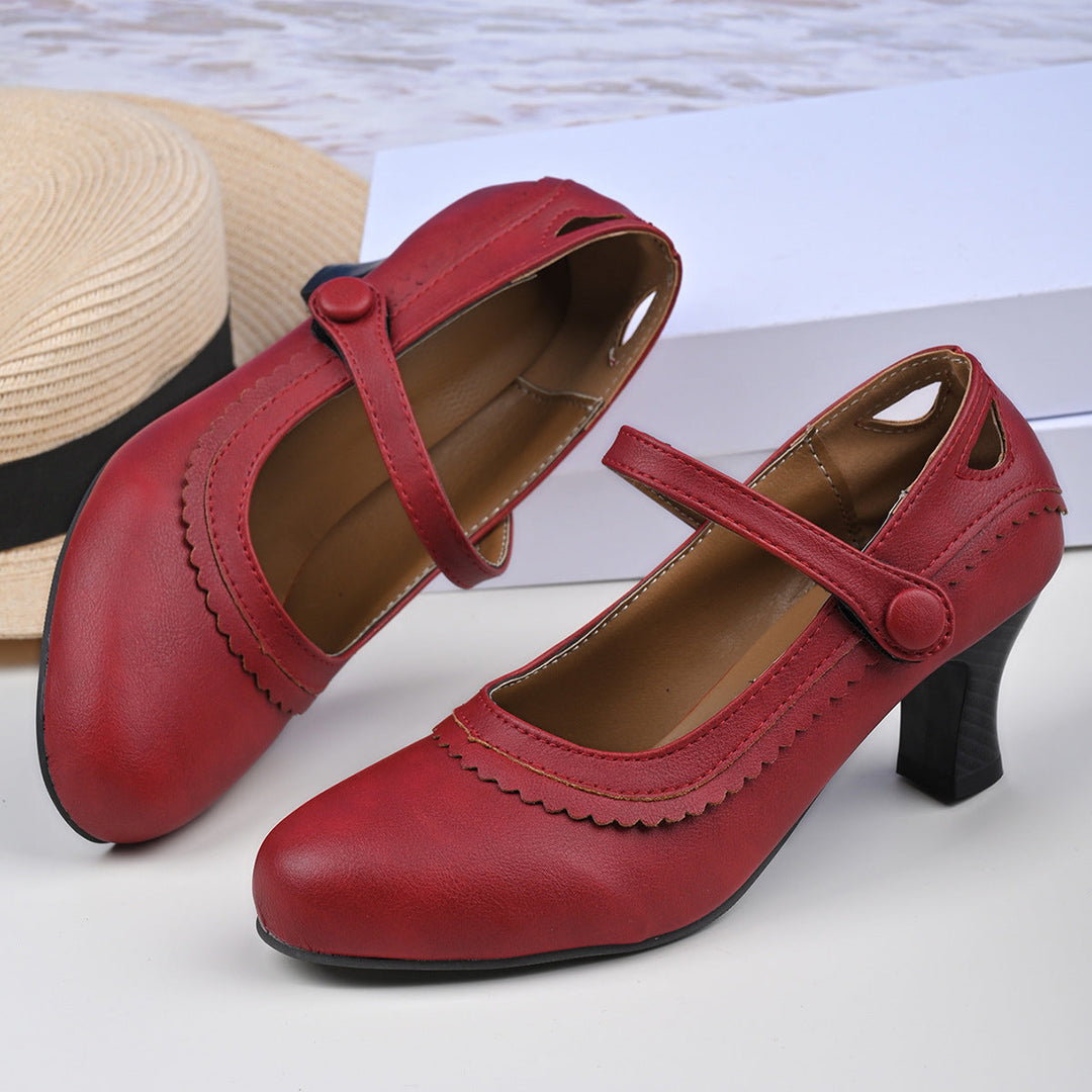 Damen Absatzschuhe mit verstellbarem Riemen und eleganter Schnalle Drune
