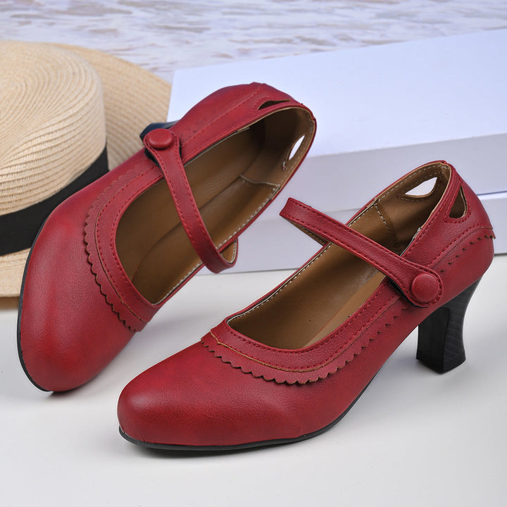 Damen Absatzschuhe mit verstellbarem Riemen und eleganter Schnalle Drune