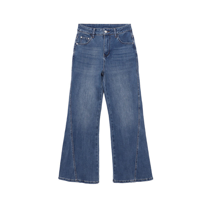 Damen lässige Flared Jeans aus hochwertigem Denim mit hohem Bund Drune