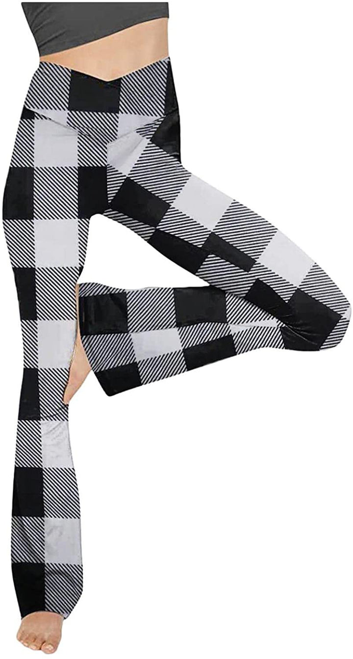 Damen Bootcut Yoga-Hose aus elastischem Material mit hohem Bund Drune