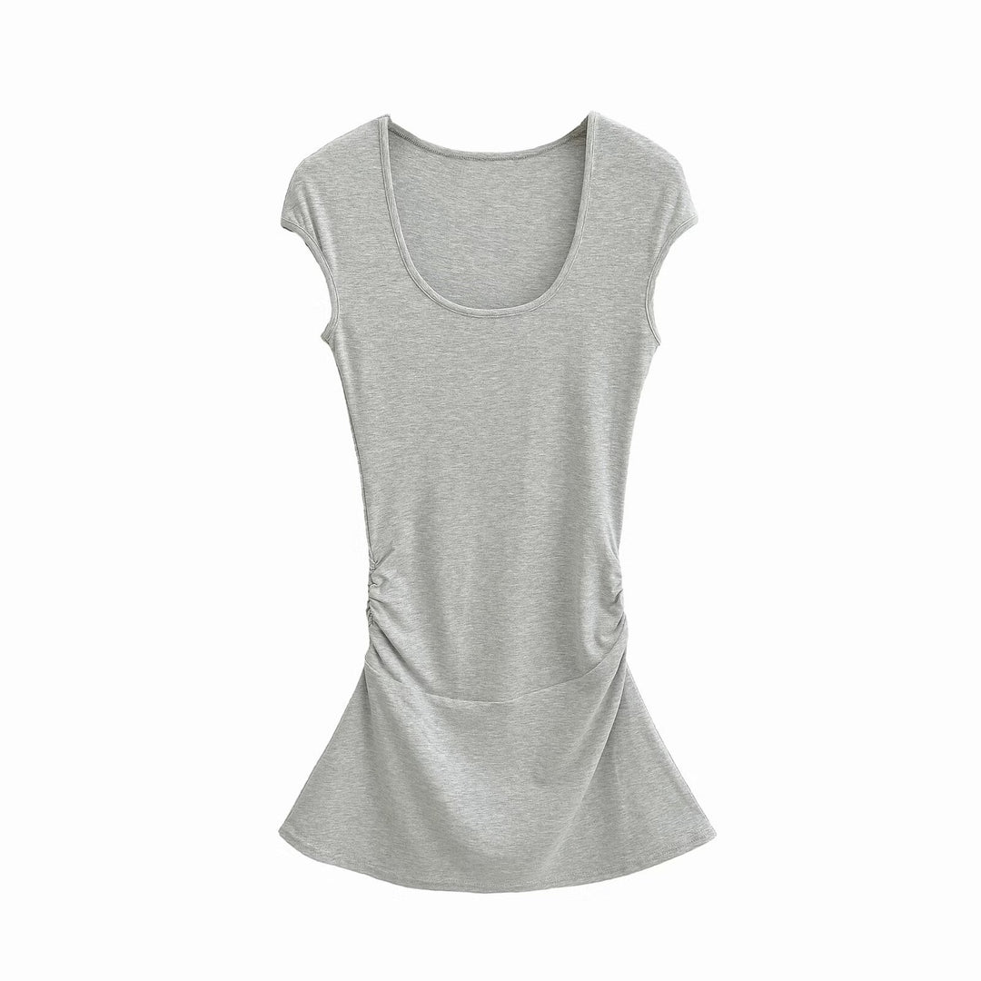 Damen elegantes Jersey-Kleid mit Raffung Drune