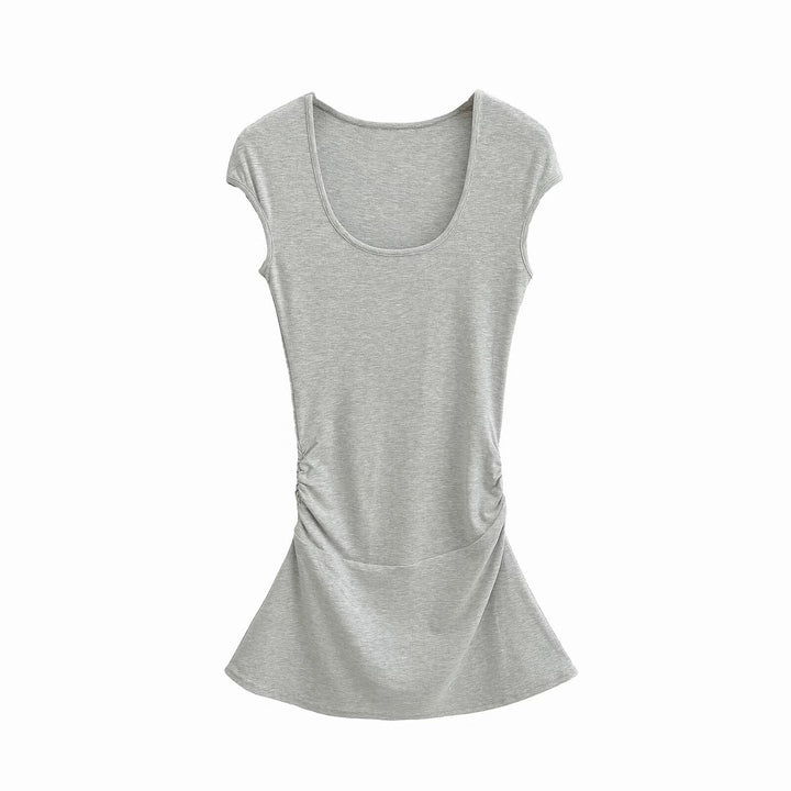 Damen elegantes Jersey-Kleid mit Raffung Drune
