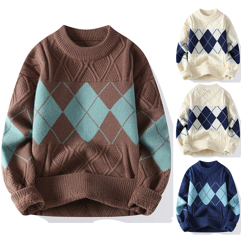 Herren Strickpullover mit diamantförmigem Muster Drune