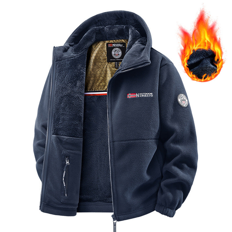 Herren Fleecejacke mit Kapuze Drune