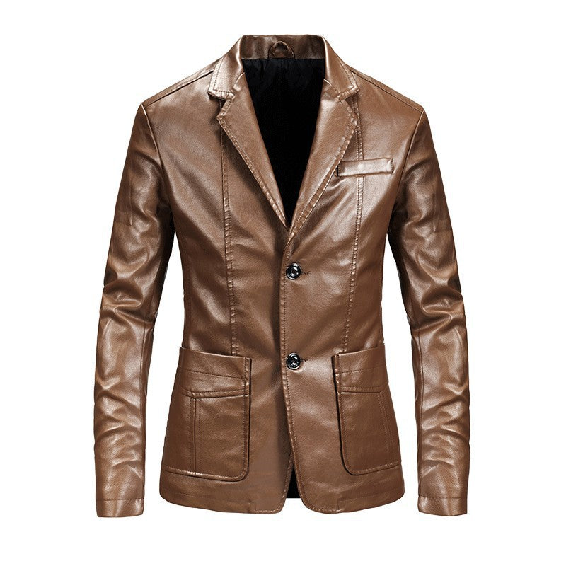 Herren elegante Kunstlederjacke mit modernem Schnitt und praktischen Taschen Drune