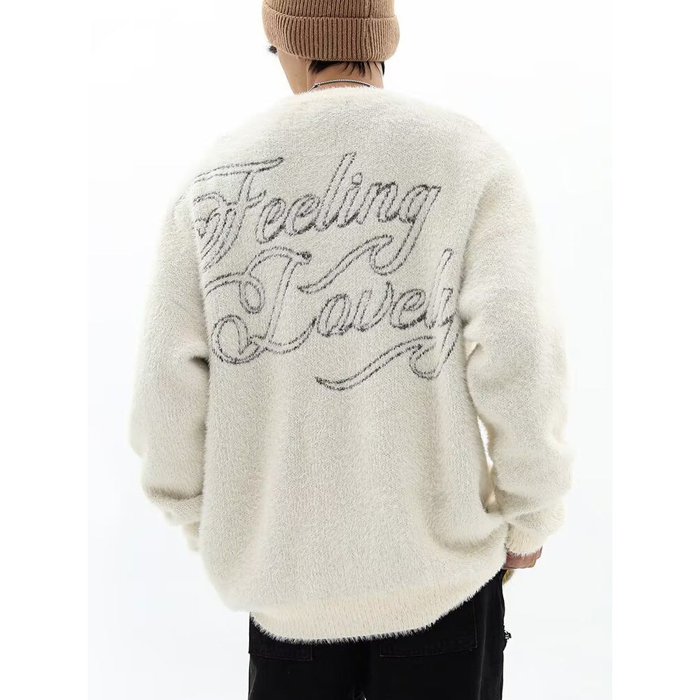 Herren Grobstrickpullover mit kreativem Motiv Drune