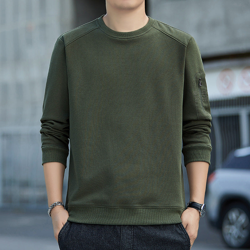 Herren Minimalistisches Sweatshirt mit Raglanärmeln und Reißverschluss-Ärmeltasche Drune