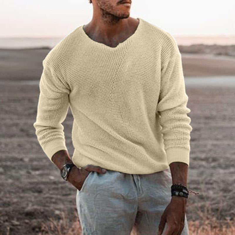 Herren Pullover mit V-Ausschnitt und strukturiertem Design Drune