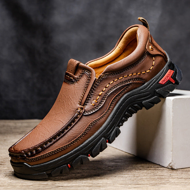 Herren Leder Mokassin mit rutschfester Sohle Drune