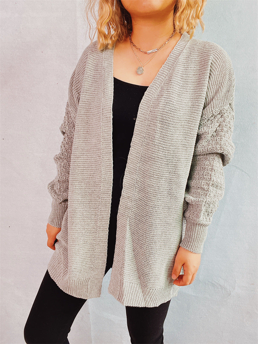 Damen Strickjacke mit strukturiertem Häkelmuster und offenen Vorderteilen Drune