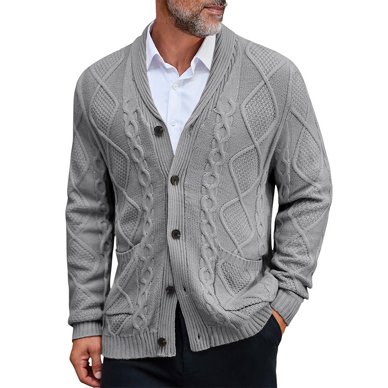 Herren modischer Strickcardigan mit strukturierter Oberfläche und praktischen Taschen Drune