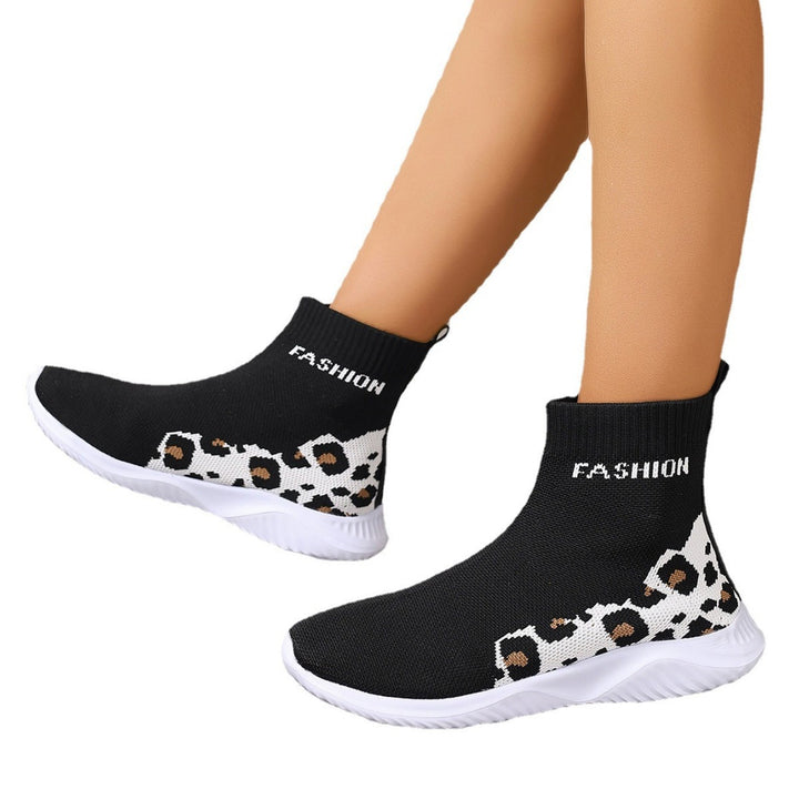 Damen modische Sockensneaker mit animalischem Muster und elastischem Obermaterial Drune