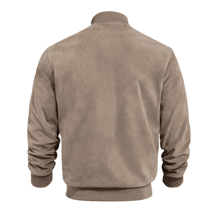 Herren lässige Lederjacke mit asymmetrischem Schnitt und Rippenbündchen Drune