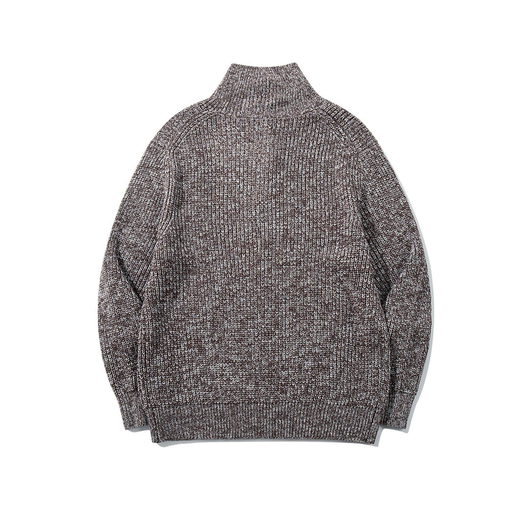 Unisex Grobgestrickter Rollkragenpullover mit halber Knopfleiste Drune