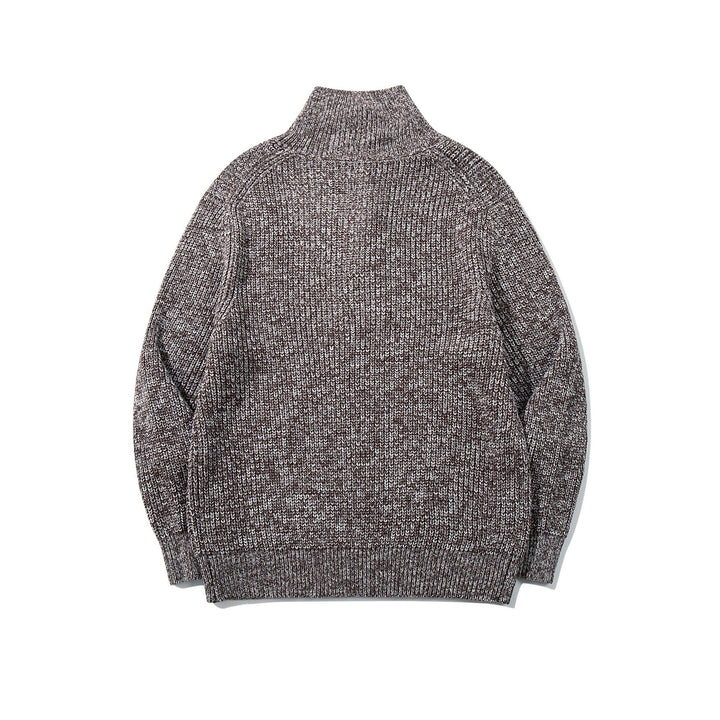 Unisex Grobgestrickter Rollkragenpullover mit halber Knopfleiste Drune