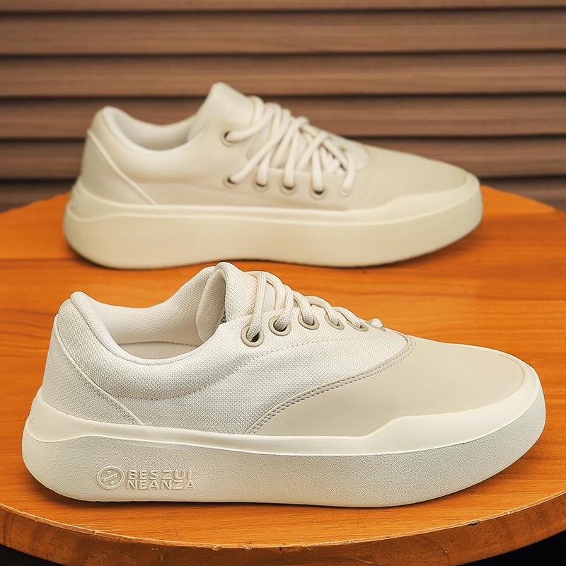 Unisex Minimalistische Low-Top Plateau-Sneaker mit nahtlosem Canvas-Textilmix und dämpfender EVA-Plateausohle Drune