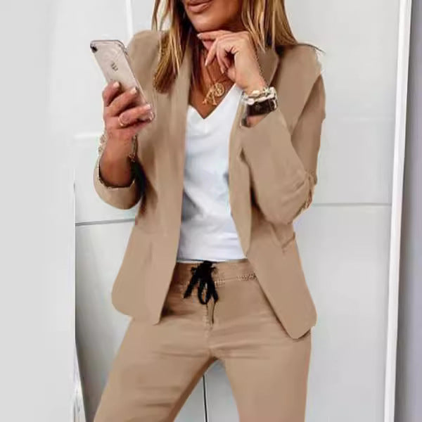 Damen nan zweiteiliges Blazer-Jogger-Set mit tailliertem Blazer und elastischer Bundhose Drune