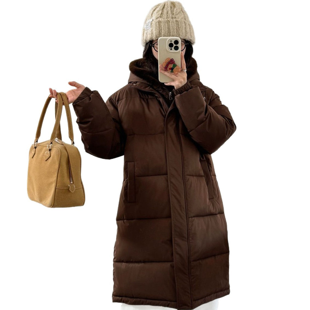 Damen Eleganter gefütterter Winterparka mit Plüschkragen und praktischen Taschen Drune