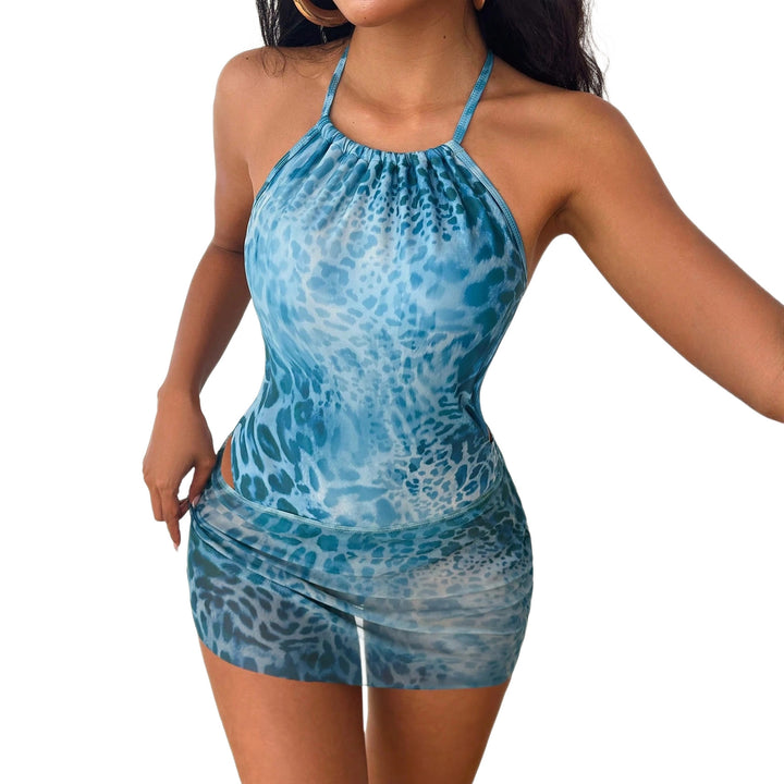 Damen Strappy Minibadeanzug mit tierischem Druck Drune