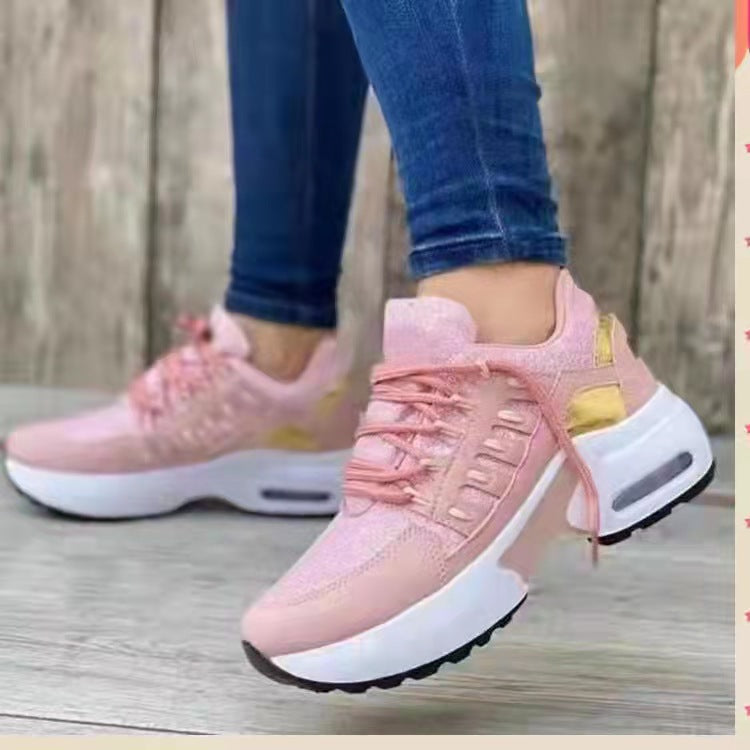 Damen nan sportive Plateau-Sneaker mit sichtbarem Luftkissen, gepolstertem Komfortfußbett und atmungsaktivem Mesh-Detail Drune