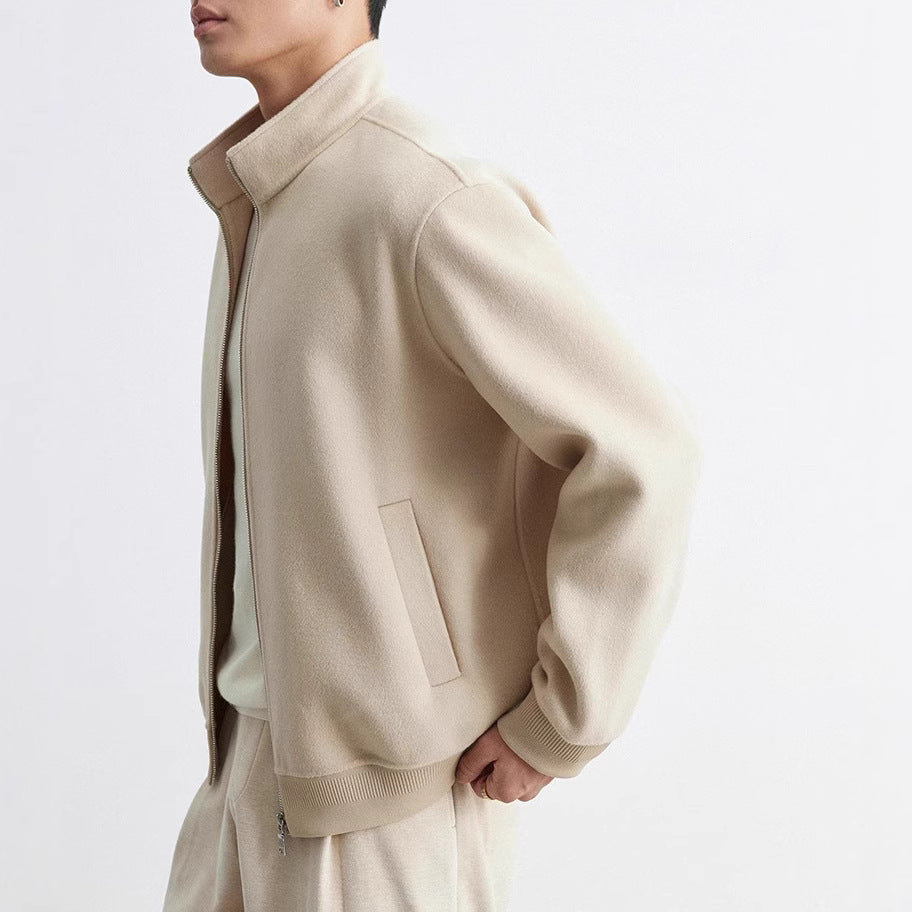 Herren Reißverschluss-Wollblouson mit Stehkragen Drune