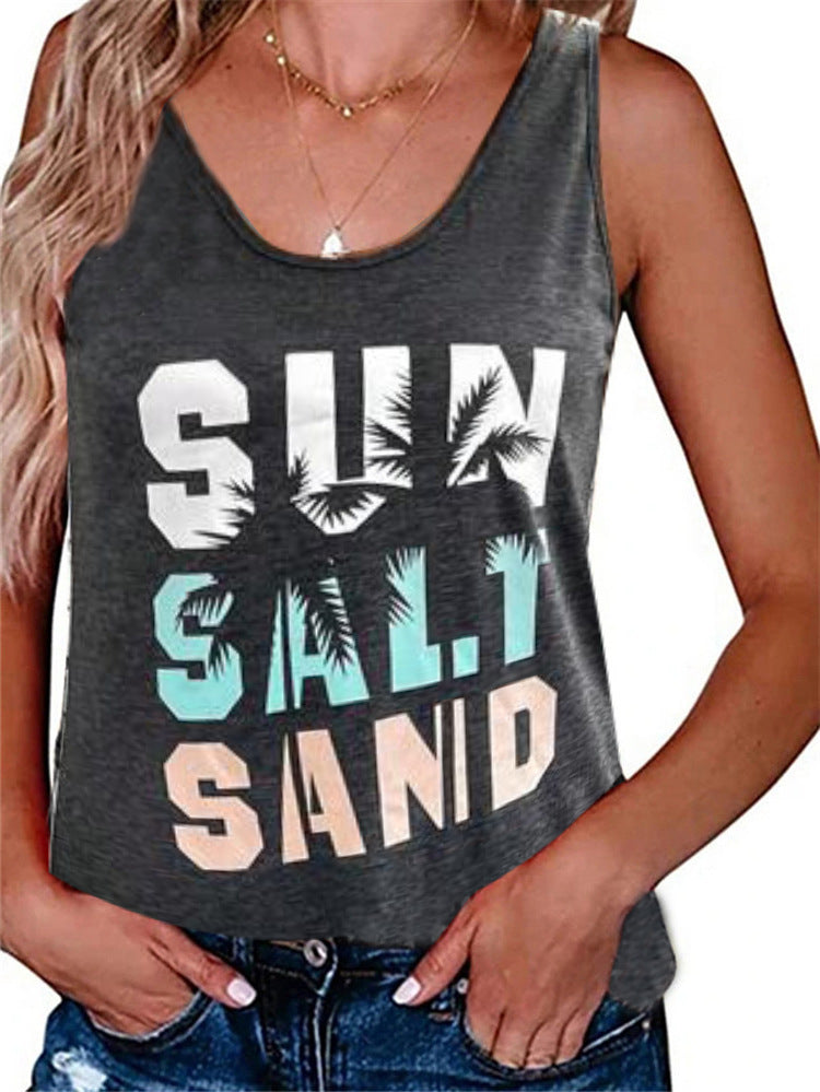 Damen ärmelloses Freizeitshirt mit trendigem Grafikdesign Drune