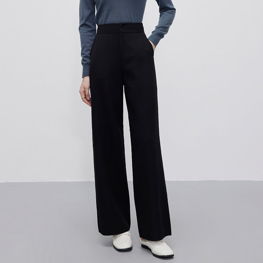Damen Hochtaillierte Wollmix-Palazzohose mit geradem Fall und verdecktem Hakenverschluss Drune