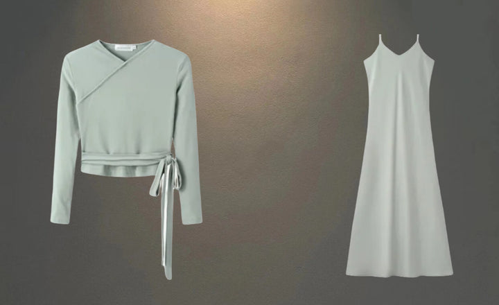 Damen Wickeloberteil und Maxikleid-Set Drune