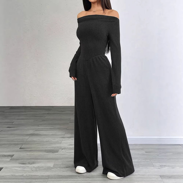 Damen Eleganter Jumpsuit mit Off-Shoulder Design und weitem Bein Drune