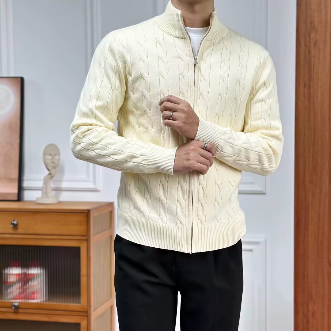 Herren Hochwertiger Strickpullover mit Reißverschluss Drune