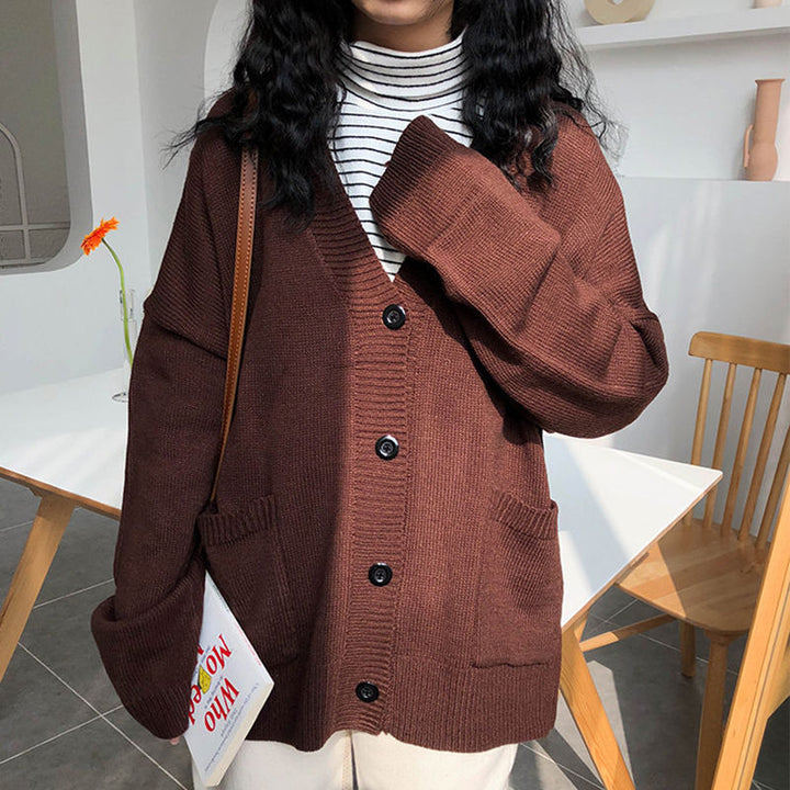 Damen bequemer Cardigan mit lässigem Schnitt und überschnittenen Schultern Drune