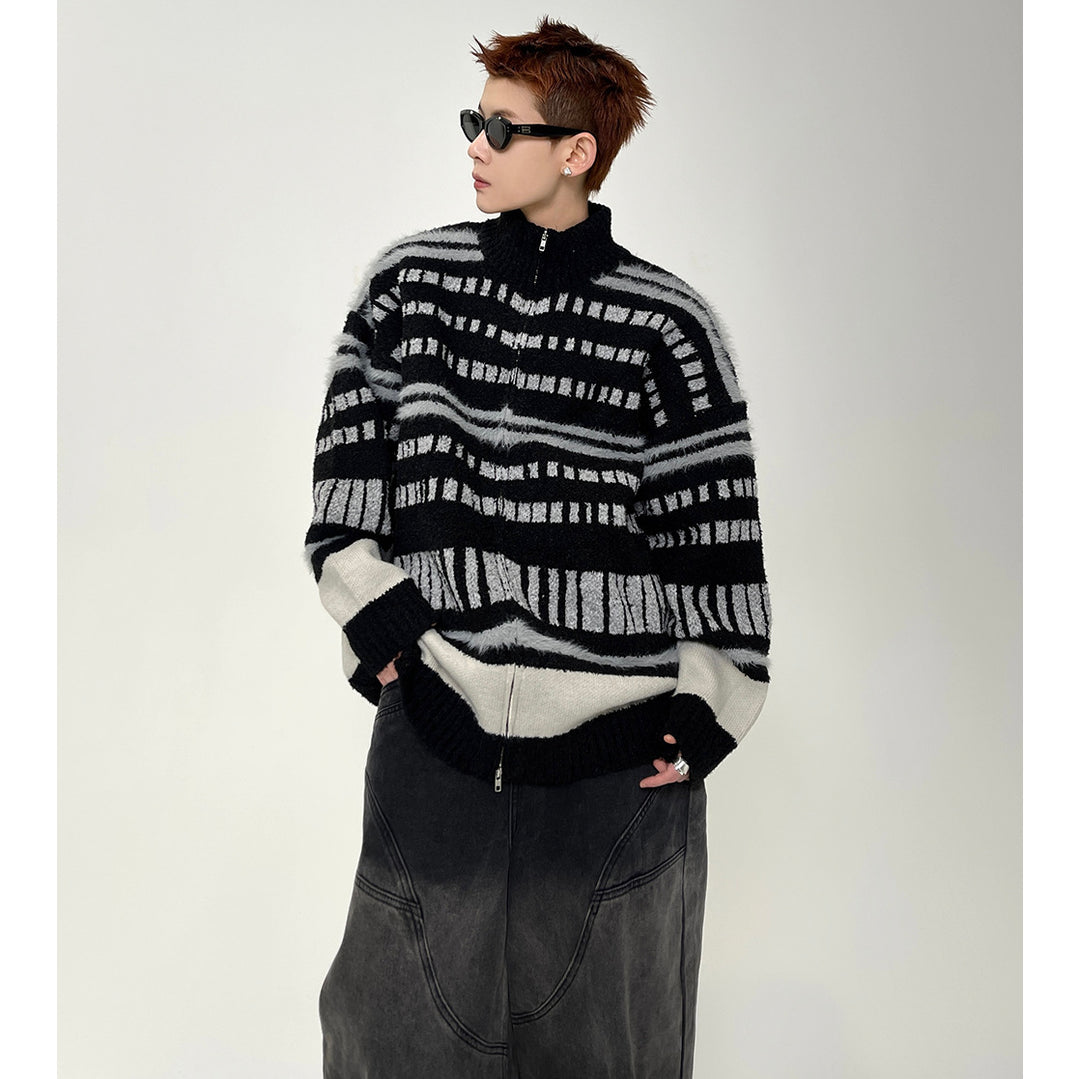 Herren Trendige Oversized Strickjacke mit Reißverschluss Drune