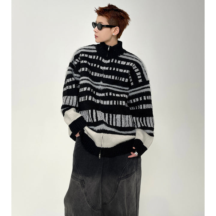 Herren Trendige Oversized Strickjacke mit Reißverschluss Drune