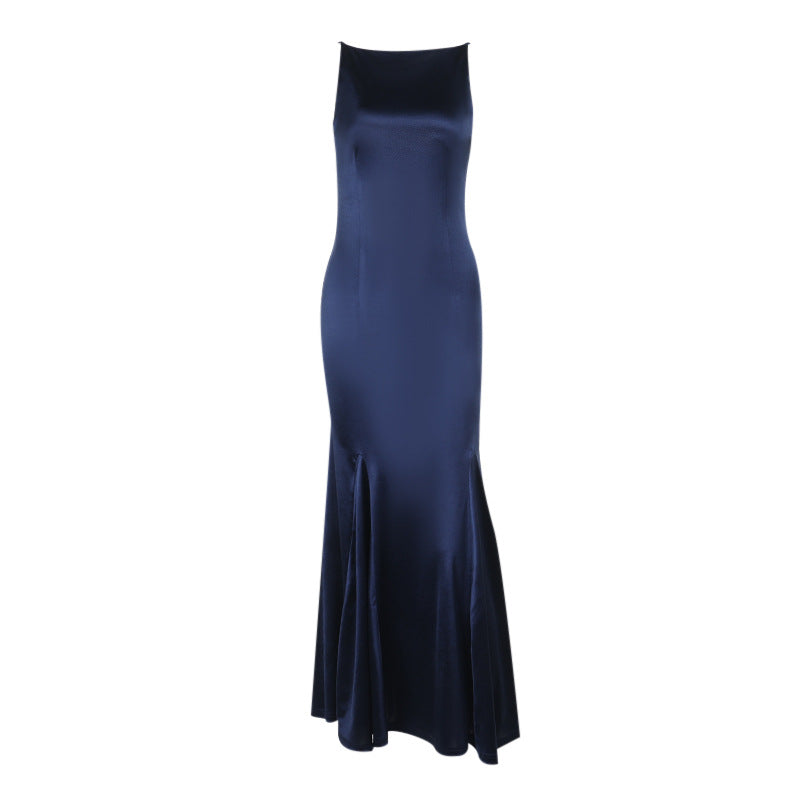 Damen elegantes Abendkleid mit tiefem Rückenausschnitt und figurbetontem Schnitt Drune
