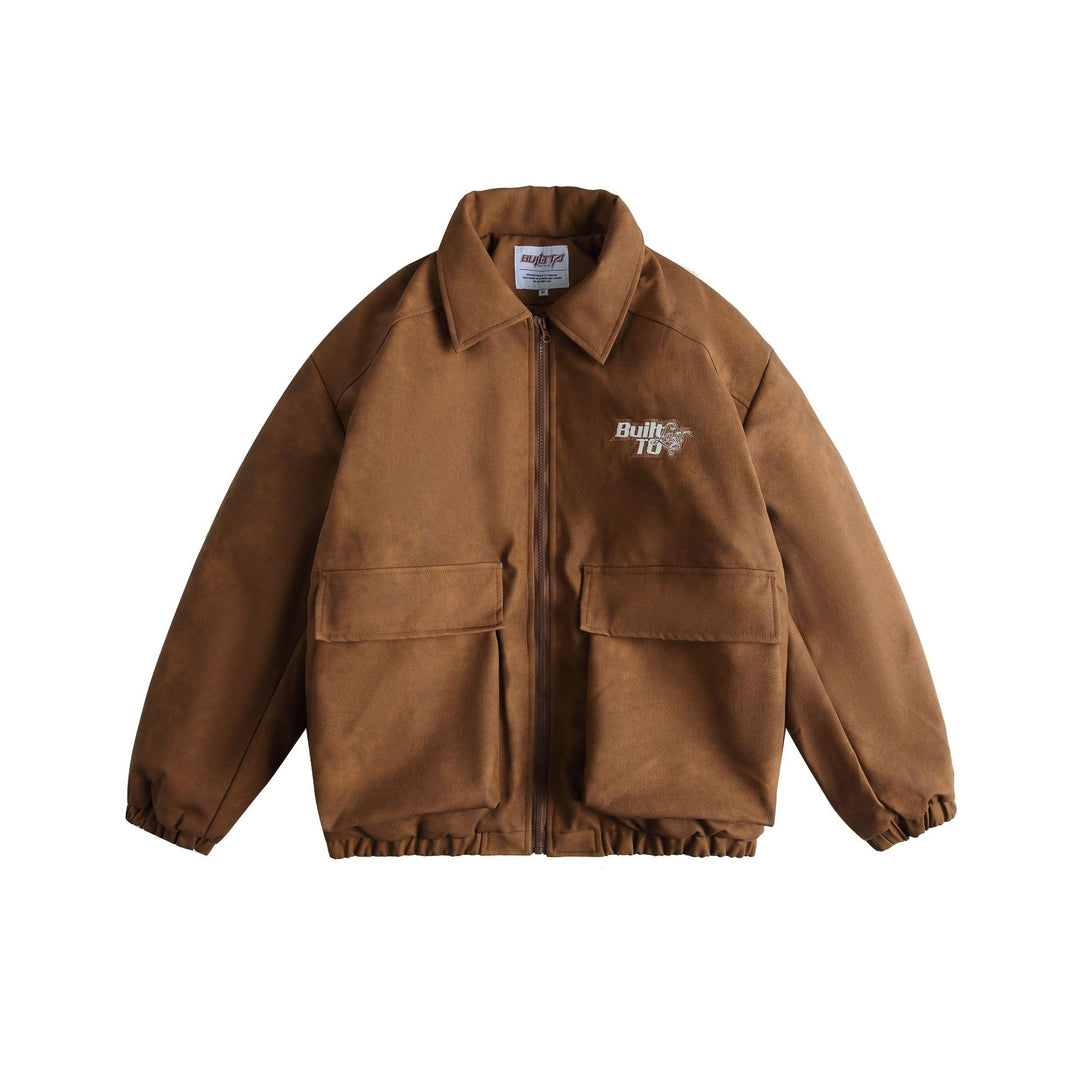 Herren Boxy Suede-Optik Blousonjacke mit aufgesetzten Pattentaschen Drune