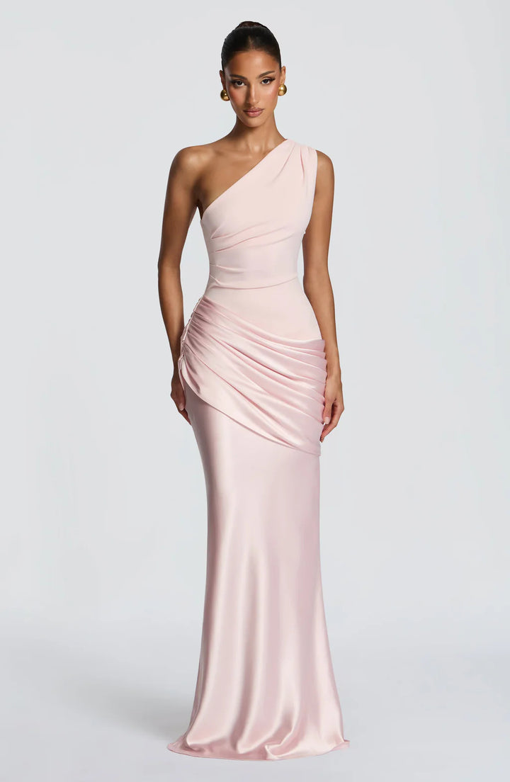 Damen Elegantes One-Shoulder Maxikleid mit raffinierten Drapierungsdetails Drune