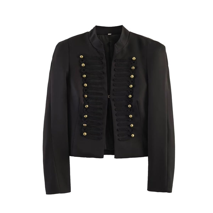 Damen Kurzblazer im Parade- und Militärlook mit dekorativen Kordelapplikationen und Zierknöpfen Drune