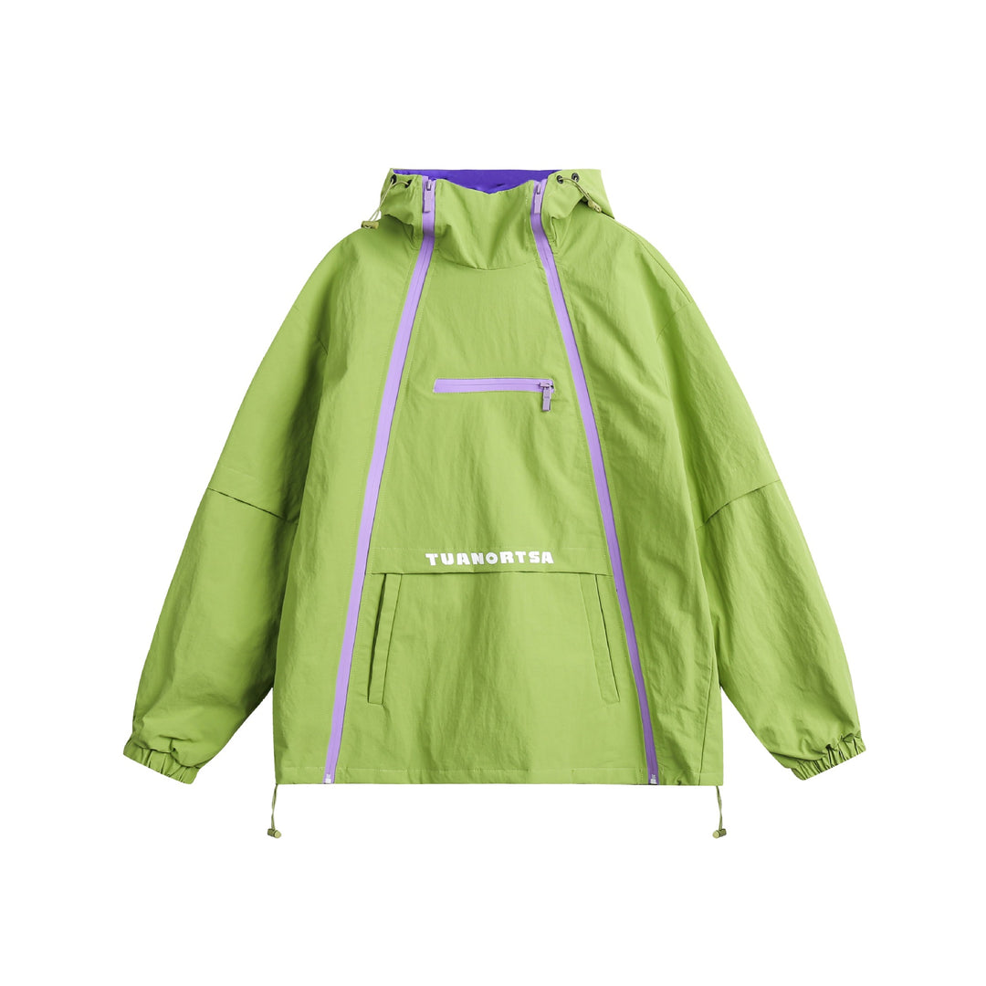 Unisex Technischer Oversize Anorak mit Kapuze, Zipperdetails und Kängurutasche Drune