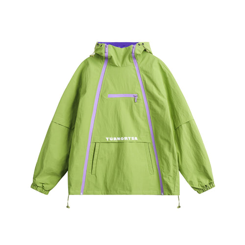 Unisex Technischer Oversize Anorak mit Kapuze, Zipperdetails und Kängurutasche Drune