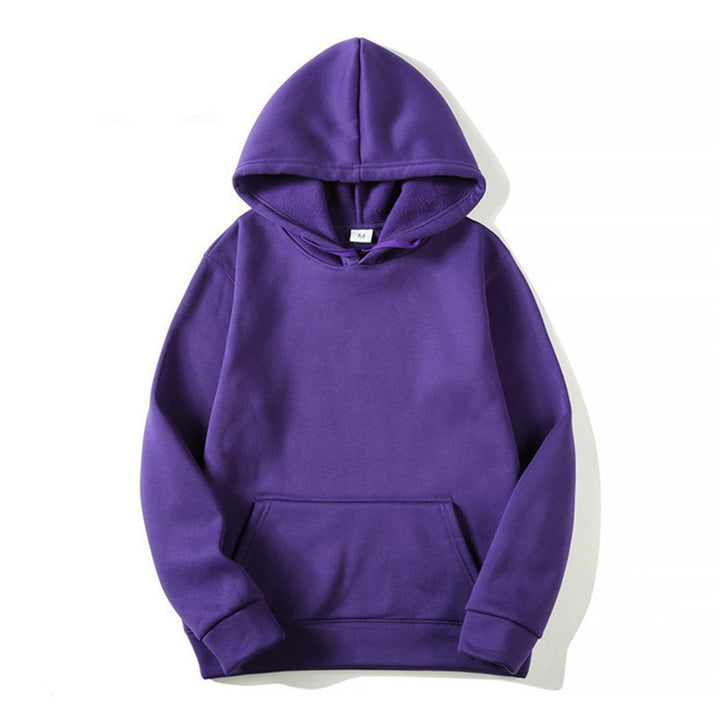 Unisex schlichter Kapuzenpullover mit Kängurutasche, gerippten Bündchen und relaxed Fit Drune