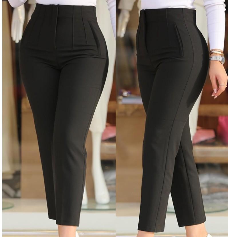 Damen Hohe Taille Anzughose mit eleganten Falten Drune