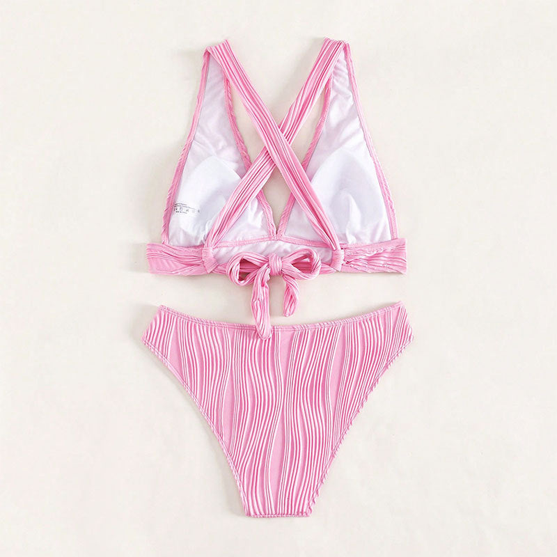 Damen Triangel-Bikini mit hoher Taille und modernem Rüschendesign Drune