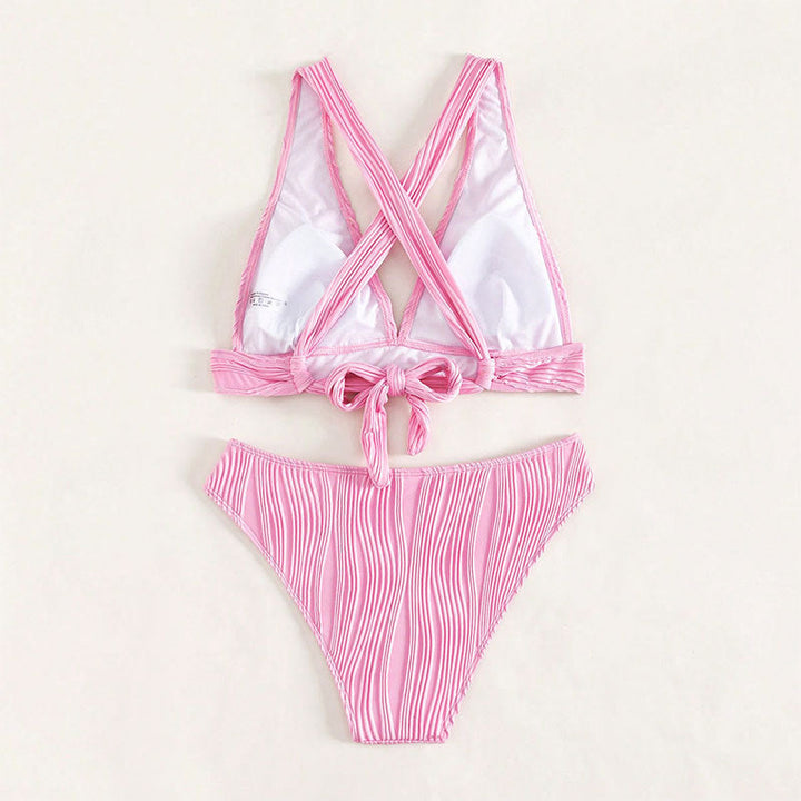 Damen Triangel-Bikini mit hoher Taille und modernem Rüschendesign Drune