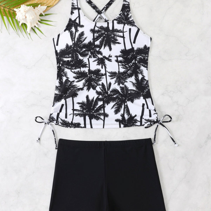 Damen Tankini-Set mit verstellbaren Trägern und modernen Palmendruck Drune