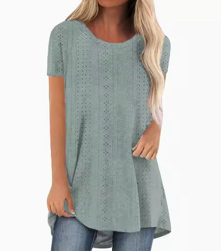 Stylische Damen Kurzarm-Tunika T-Shirt Drune